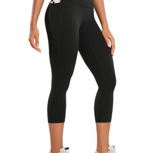 CRZ YOGA Womens Butterluxe Workout Capri Leggings with Pockets 21 Inches - High Waisted Gym Athletic Crop Yoga