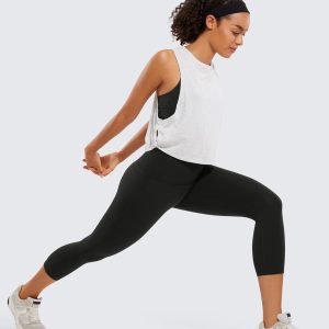 CRZ YOGA Womens Butterluxe Workout Capri Leggings with Pockets 21 Inches - High Waisted Gym Athletic Crop Yoga