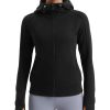 CRZ YOGA Womens Fleece Full Zip Hoodie Jackets Workout Hooded Zipper Basic Casual Sweatshirts with Thumb Holes