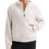 CRZ YOGA Womens Fleece Lined Full Zip Hoodies Oversized Long Sleeve Casual Workout Hooded Sweatshirt with Thumb Holes