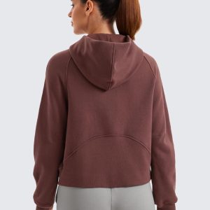 CRZ YOGA Womens Fleece Lined Full Zip Hoodies Oversized Long Sleeve Casual Workout Hooded Sweatshirt with Thumb Holes