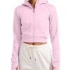 CRZ YOGA Womens Fleece Zip Up Cropped Hoodie Workout Jacket Athletic Casual Long Sleeve Sweatshirts with Thumb Holes