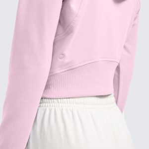 CRZ YOGA Womens Fleece Zip Up Cropped Hoodie Workout Jacket Athletic Casual Long Sleeve Sweatshirts with Thumb Holes