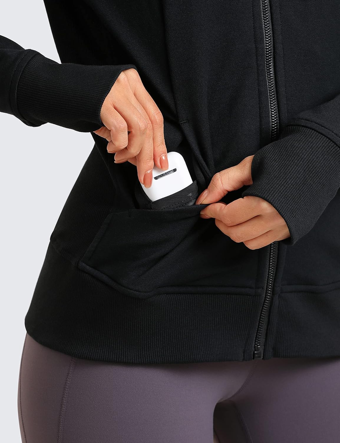 CRZ YOGA Women's Full Zip Hooded Sweatshirts Workout Sweat Jackets Slim Fit Running Track Hoodies with Thumbholes