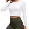 CRZ YOGA Womens Long Sleeve Crop Workout Tops Athletic Yoga Running Cropped T-Shirt Slim Fit Gym Shirts