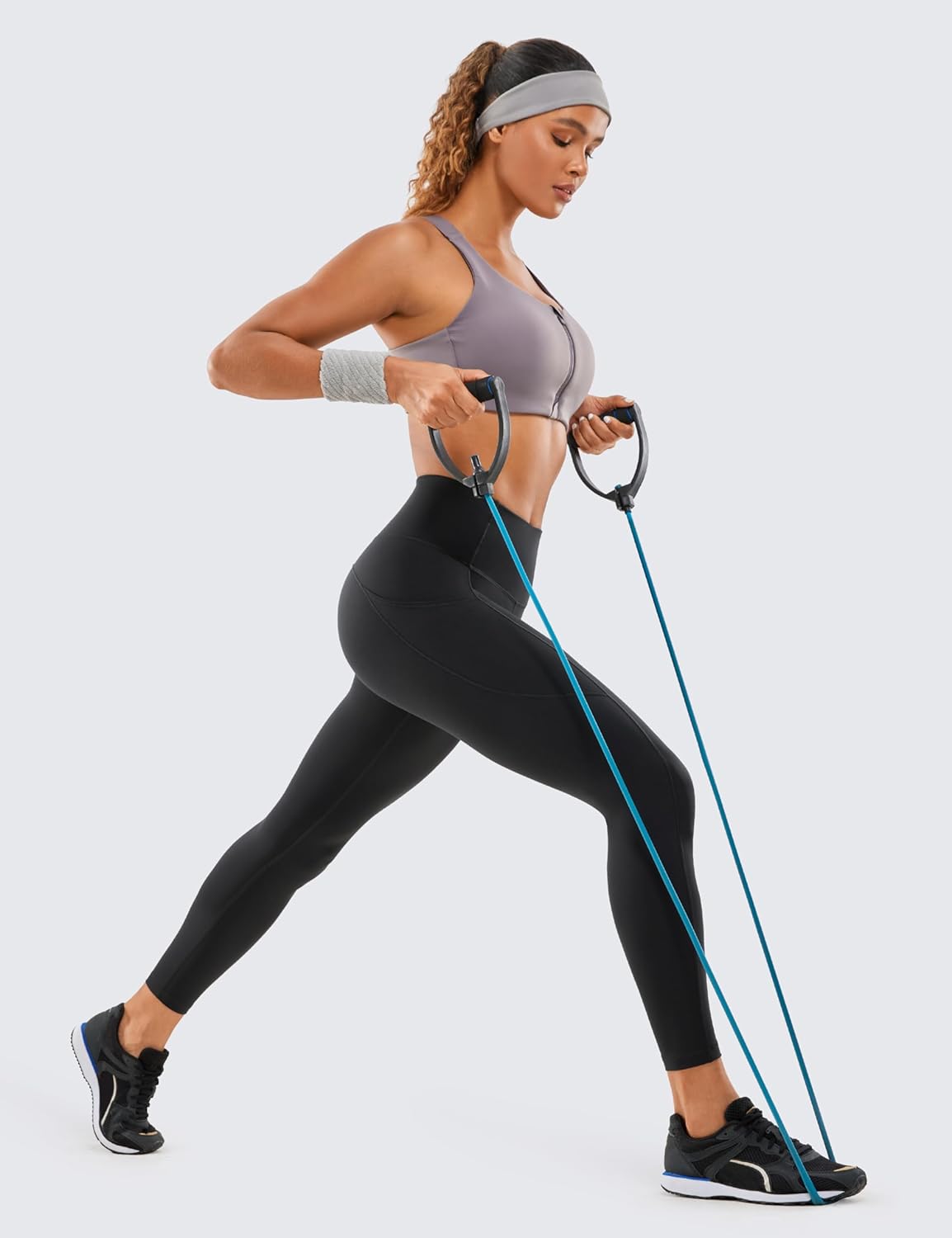 CRZ YOGA Women's Naked Feeling Workout Leggings 25 Inches - High Waisted Yoga Pants with Side Pockets Running Tights