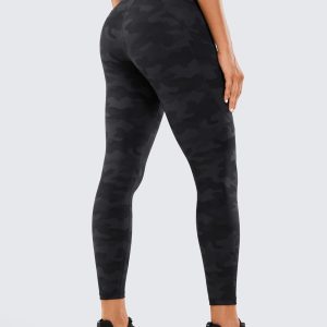 CRZ YOGA Women's Naked Feeling Workout Leggings 25 Inches - High Waisted Yoga Pants with Side Pockets Running Tights