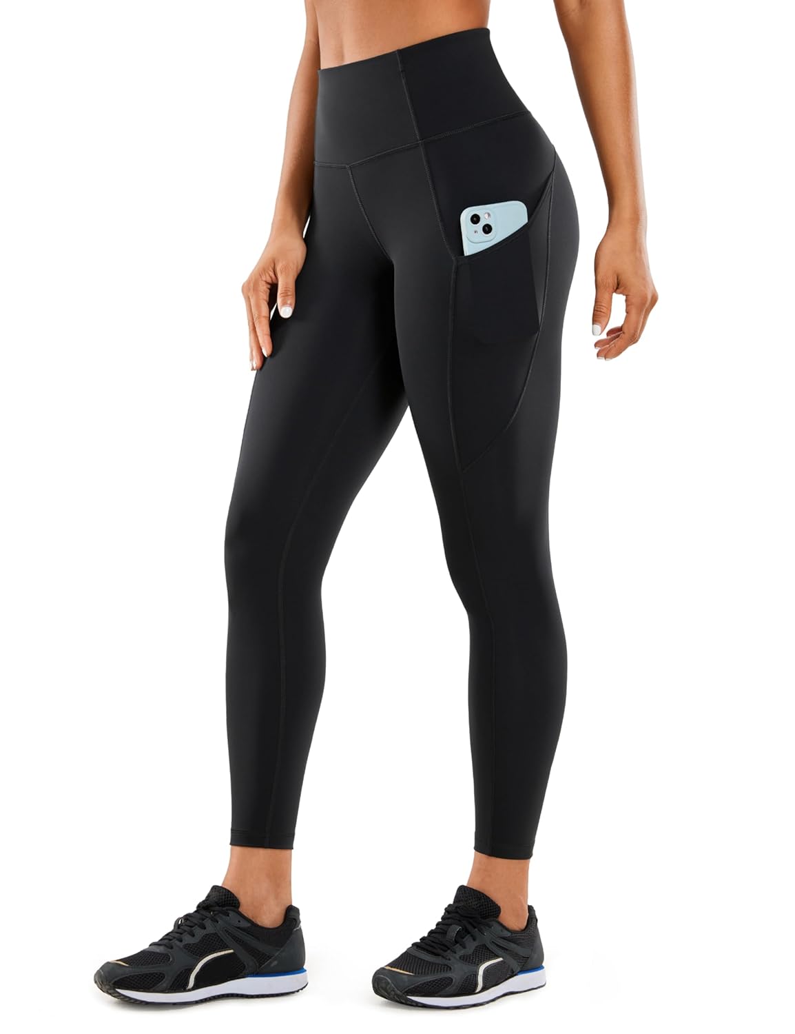 CRZ YOGA Women's Naked Feeling Workout Leggings 25 Inches - High Waisted Yoga Pants with Side Pockets Running Tights