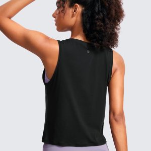 CRZ YOGA Women's Pima Cotton Sleeveless Loose Tank Tops Exercise Gym Yoga Tops Athletic Shirts