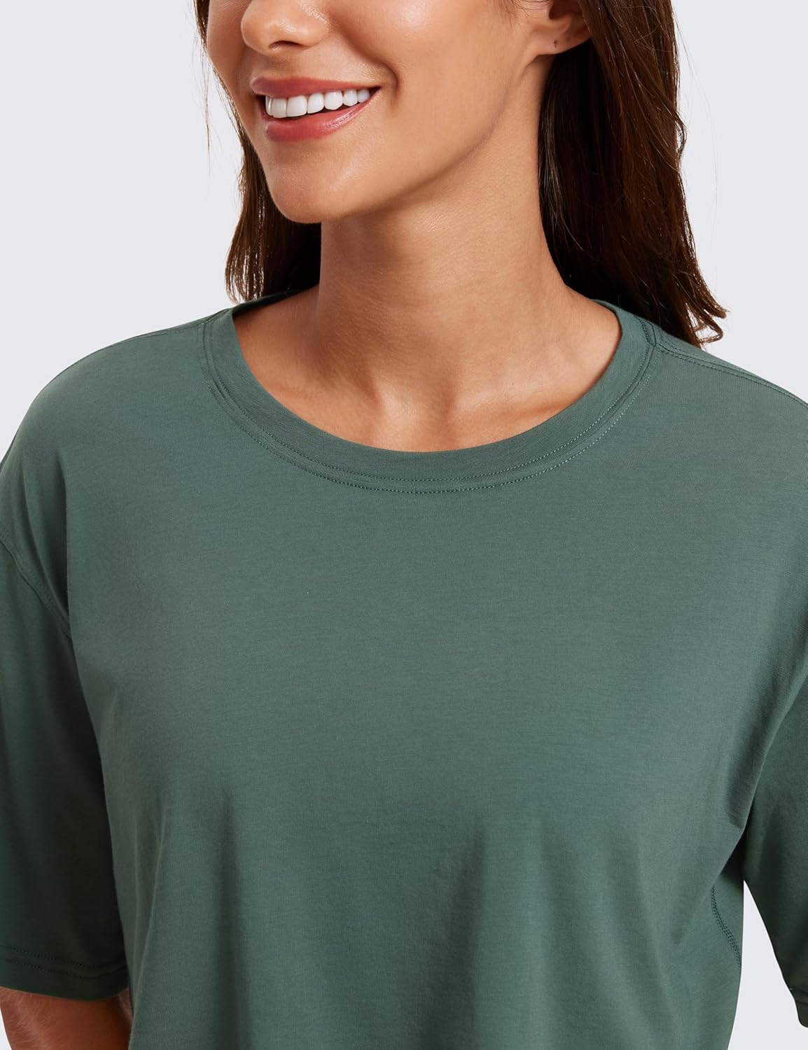 CRZ YOGA Women's Pima Cotton Workout Crop Tops Short Sleeve Yoga Shirts Casual Athletic Running T-Shirts