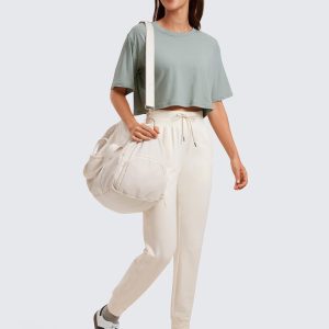 CRZ YOGA Women's Pima Cotton Workout Crop Tops Short Sleeve Yoga Shirts Casual Athletic Running T-Shirts