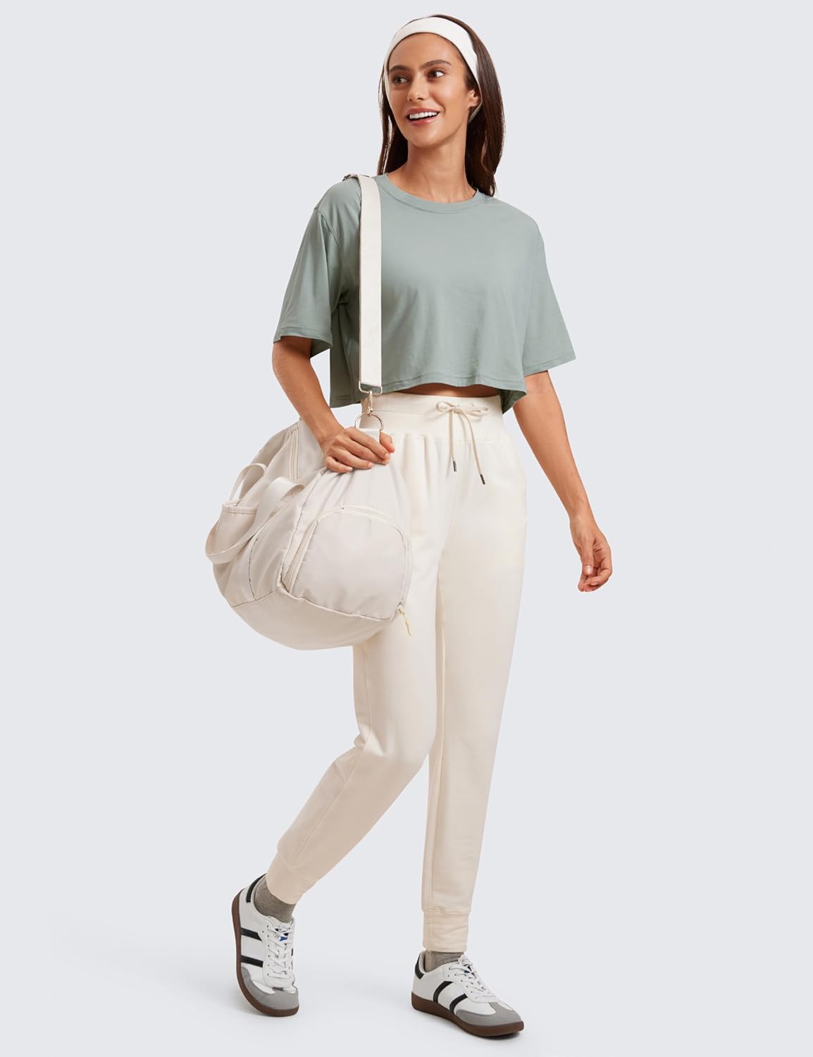 CRZ YOGA Women's Pima Cotton Workout Crop Tops Short Sleeve Yoga Shirts Casual Athletic Running T-Shirts