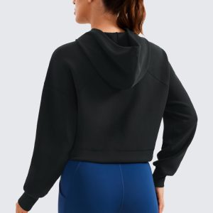 CRZ YOGA Womens SoftAura Cropped Hoodie Long Sleeve Hooded Sweatshirt Basic Workout Casual Pullover