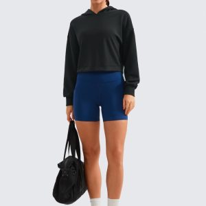 CRZ YOGA Womens SoftAura Cropped Hoodie Long Sleeve Hooded Sweatshirt Basic Workout Casual Pullover