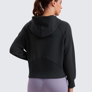 CRZ YOGA Womens SoftAura Full Zip Up Hoodie Workout Casual Hooded Sweatshirt Long Sleeve Athletic Jacket