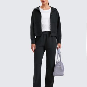 CRZ YOGA Womens SoftAura Full Zip Up Hoodie Workout Casual Hooded Sweatshirt Long Sleeve Athletic Jacket