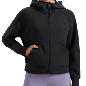 CRZ YOGA Womens SoftAura Full Zip Up Hoodie Workout Casual Hooded Sweatshirt Long Sleeve Athletic Jacket