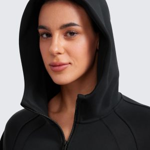 CRZ YOGA Womens SoftAura Full Zip Up Hoodie Workout Casual Hooded Sweatshirt Long Sleeve Athletic Jacket
