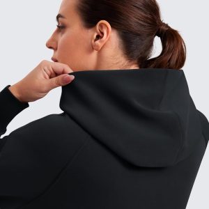 CRZ YOGA Womens SoftAura Full Zip Up Hoodie Workout Casual Hooded Sweatshirt Long Sleeve Athletic Jacket