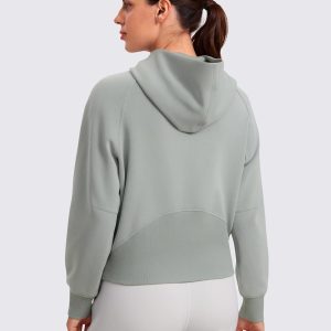CRZ YOGA Womens SoftAura Full Zip Up Hoodie Workout Casual Hooded Sweatshirt Long Sleeve Athletic Jacket