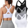 Evercute Adjustable Sports Bras for Women 3/4 Pack Racerback High Support Bras Padded Workout Bras Seamless Yoga Athletic Bra