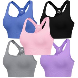 Evercute Adjustable Sports Bras for Women Racerback High Support Bras Set Size M