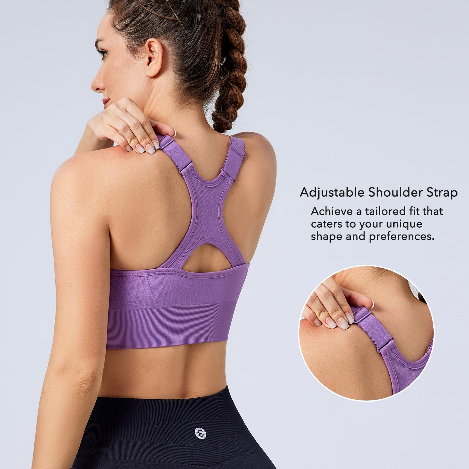 Evercute Adjustable Sports Bras for Women Racerback High Support Bras Set Size M