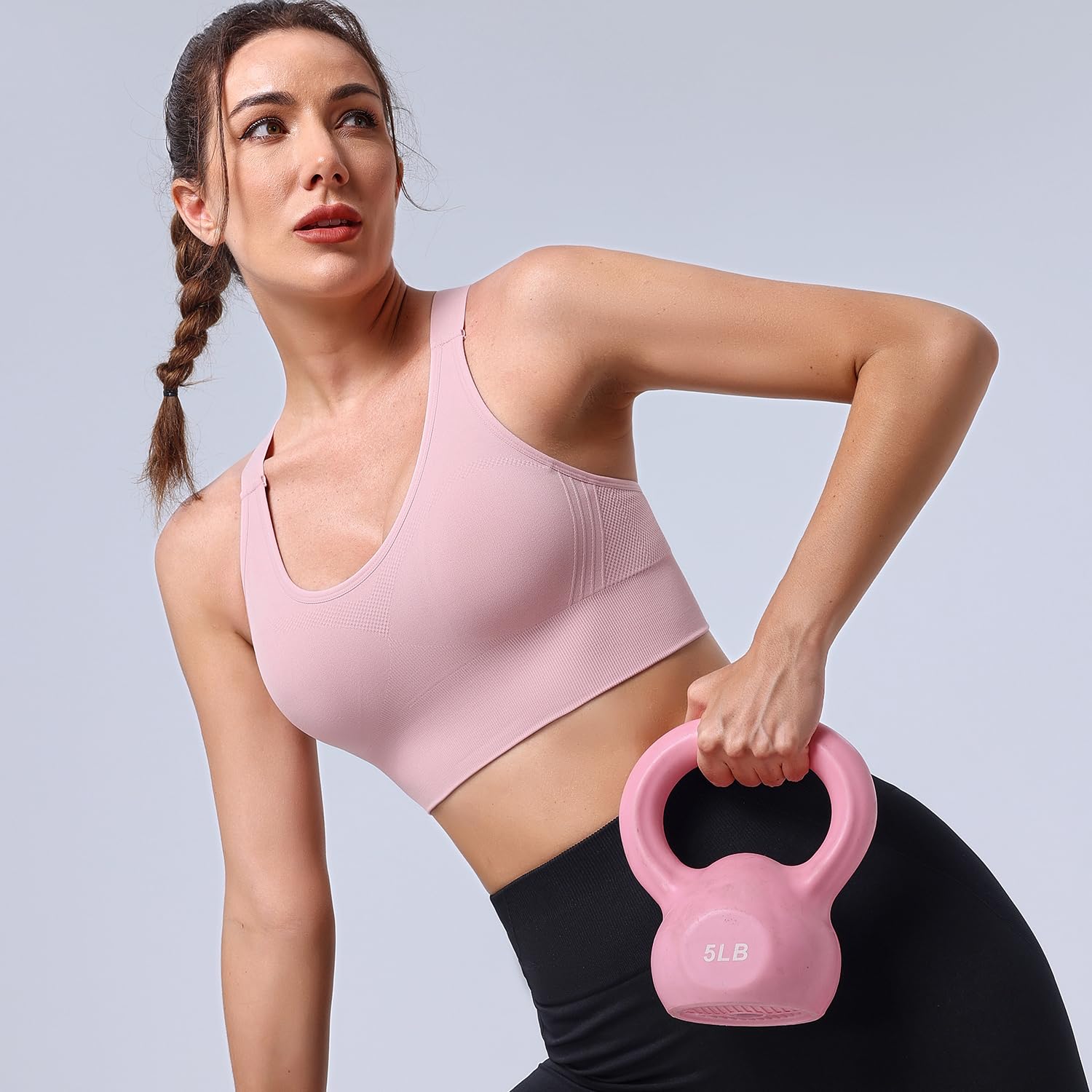 Evercute Adjustable Sports Bras for Women Racerback High Support Bras Set Size M