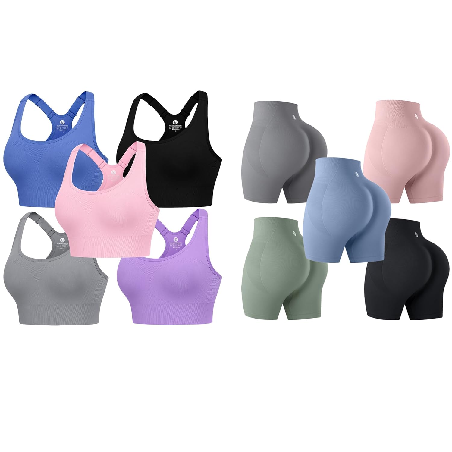 Evercute Adjustable Sports Bras for Women Racerback High Support Bras Set Size M