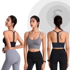 Evercute Racerback Sports Bras Padded Y Racer Back Cropped Bras for Yoga Workout Fitness Low Impact