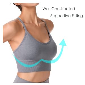 Evercute Racerback Sports Bras Padded Y Racer Back Cropped Bras for Yoga Workout Fitness Low Impact