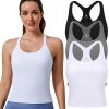 Evercute Women's 1/2/3 Pack Ribbed Workout Tank Tops with Built in Bra Racerback Seamless Crop Tank Tops Camisole Sport Tanks