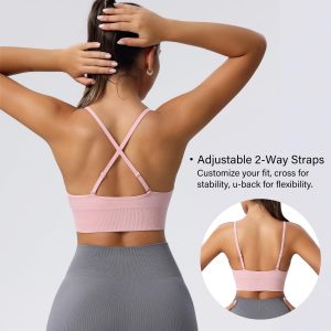 Evercute Women's Sports Bras Adjustable Deep V Neck Bras Wireless Spaghetti Strap Criss Cross Set Size L