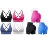 Evercute Women's Sports Bras Adjustable Deep V Neck Bras Wireless Spaghetti Strap Set Size L