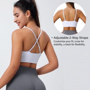 Evercute Women's Sports Bras Adjustable Deep V Neck Wireless Bras Set Size L