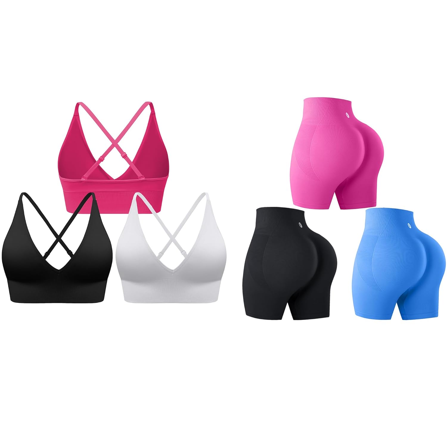 Evercute Women's Sports Bras Adjustable Deep V Neck Wireless Bras Set Size L