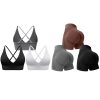 Evercute Women's Sports Bras Pack with Shorts Adjustable Deep V Neck Bras Wireless Padded Low Support Bras Size L