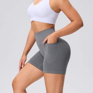 Evercute Women's Sports Bras with Shorts Set Adjustable Deep V Neck Bras Wireless Padded Low Support Sexy Bras Size L