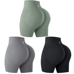 Evercute Workout Set for Women 3 Sets Medium Support Sports Bras Gym Shorts Size M