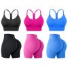 Evercute Workout Set for Women 3 Sets Y Back Sports Bras Gym Shorts Size L