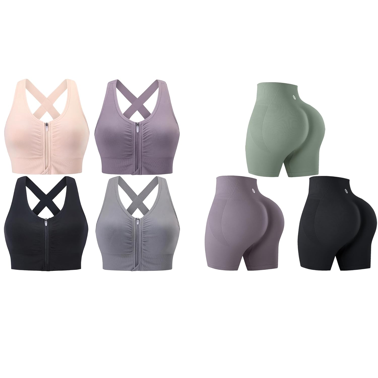 Evercute Zip Front Post-Surgery Bra Women's Wireless Sports Bras Padded Strappy Set Size L