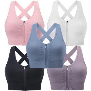 Evercute Zip Front Post-Surgery Bra Women's Wireless Sports Bras Set Size L