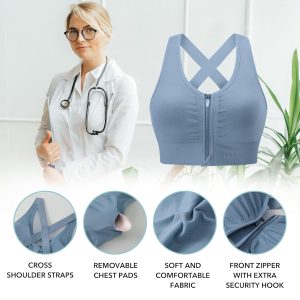 Evercute Zip Front Post-Surgery Bra Women's Wireless Sports Bras Set Size L