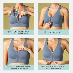 Evercute Zip Front Post-Surgery Bra Women's Wireless Sports Bras Set Size L