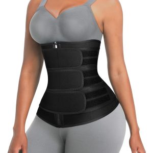 FeelinGirl Neoprene Waist Trainer for Women 3 Straps Tummy Control Workout Corset Cincher Long Torso Trimmer Sauna Belt