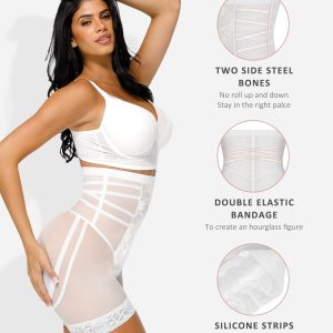 FeelinGirl Shapewear Tummy Control Body Shaper Control Panties High Waisted Lace Shapewear Shorts Butt Lifting