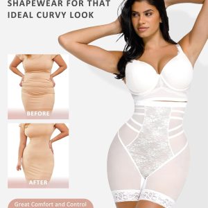 FeelinGirl Shapewear Tummy Control Body Shaper Control Panties High Waisted Lace Shapewear Shorts Butt Lifting