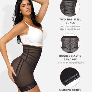 FeelinGirl Shapewear Tummy Control Body Shaper Control Panties High Waisted Lace Shapewear Shorts Butt Lifting