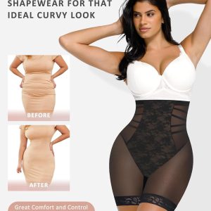 FeelinGirl Shapewear Tummy Control Body Shaper Control Panties High Waisted Lace Shapewear Shorts Butt Lifting