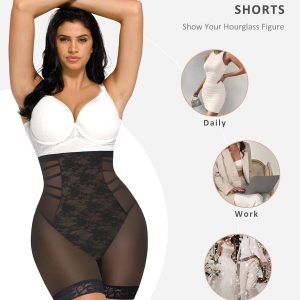 FeelinGirl Shapewear Tummy Control Body Shaper Control Panties High Waisted Lace Shapewear Shorts Butt Lifting